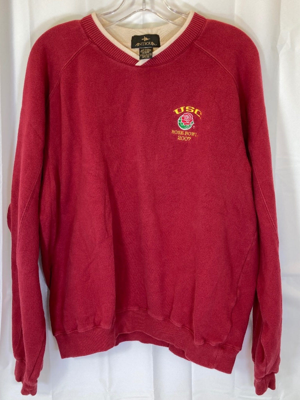 USC Trojans 2007 Rose Bowl Sweatshirt Sz M Embroidered Logos Red Unisex